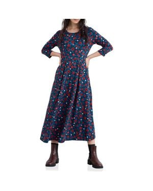 Seasalt Cornwall Veronica Print Stretch Organic Cotton Jersey Midi Dress - Blue