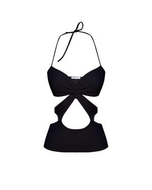 Jendue US Neo Denim Jersey Crop Top - Black
