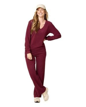 Softies Vintage Velvet V-Neck With Wide Leg Pant - Multicolor