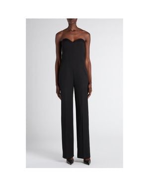 McQueen Strapless Wool Corset Jumpsuit - Blue