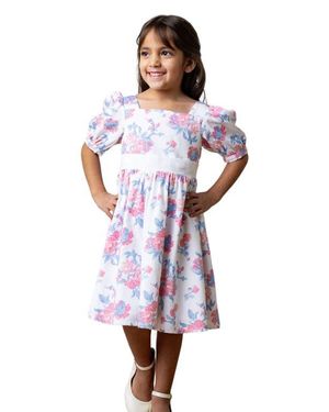 Hope & Henry Girls' Organic Puff Sleeve Party Dress, Toddler - White