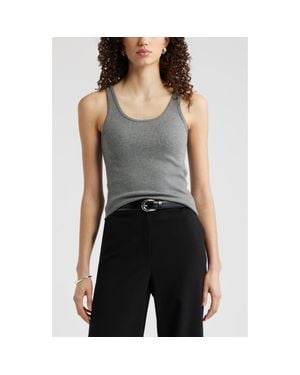 Nordstrom Rib Scoop Neck Cotton Tank - Gray