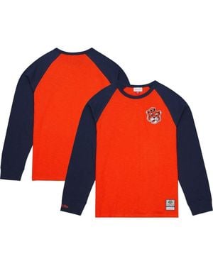 Mitchell & Ness Auburn Tigers Legendary Slub Raglan Long Sleeve T-Shirt - Orange