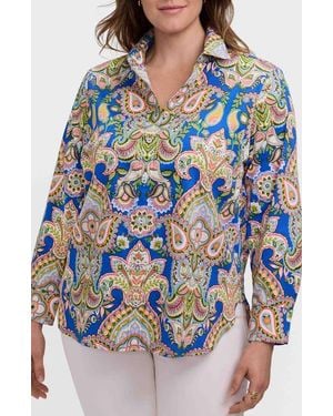 Foxcroft Meghan Print Shirt - Blue