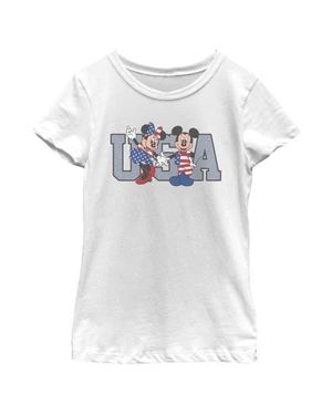 Mickey & Friends Girls' The American Couple T-Shirt - White