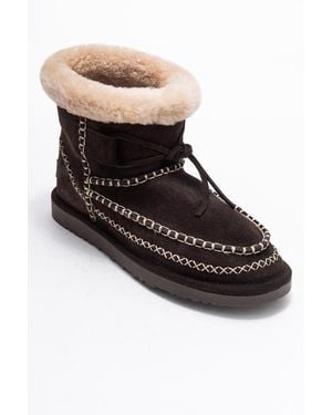 Forever & Always Shoes Jorel Leather Fur Lined Ankle Boot - Black