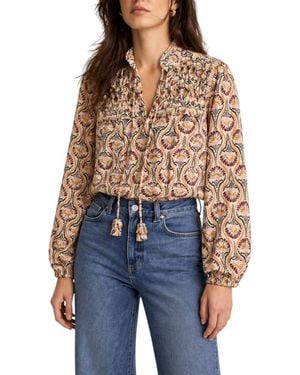 Mint Velvet Floral Print Ruffle Blouse - Blue