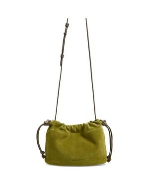 Strathberry Drawstring Suede Crossbody Bag - Green