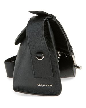 McQueen Large T-Bar Leather Sling Bag - Black