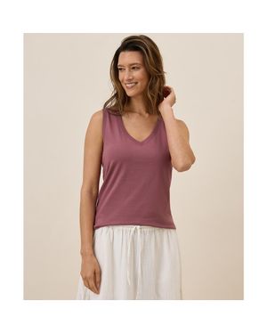 Pact Organic Cotton Softspun V-Neck Tank - Red