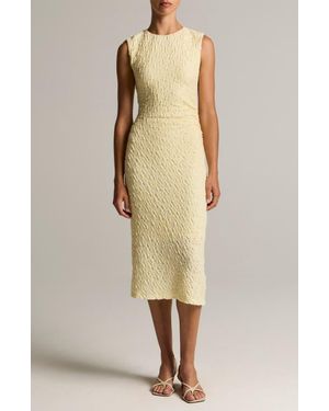 Vince Side Pleat Textured Cotton Blend Body-Con Dress - Natural