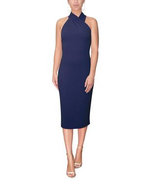 Rachel Roy Harland Crossover Halter Midi Dress - Blue