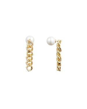 Classicharms Rhinestone Chain Earrings - Blue