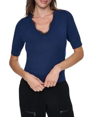 DKNY Lace Trim Sweater - Blue