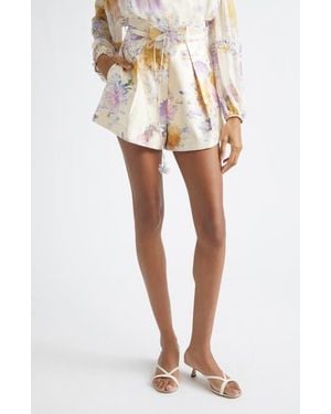 Zimmermann Luna Tuck Silk & Cotton Shorts - White