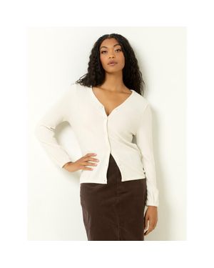 Single Stitch Cable Knit Cardigan - Natural