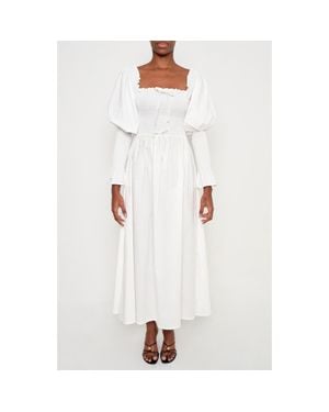 The Lulo Project The Honor Smocked Long Sleeve Maxi Dress - White