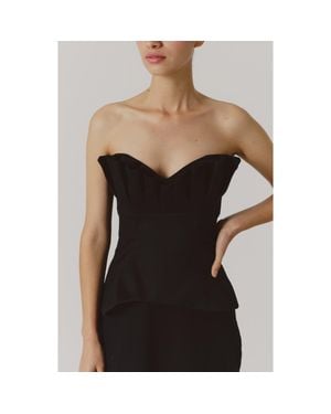 De Loreta Cuarzo Strapless Pleated Cotton Top - Black