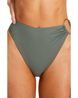 Vitamin A Lolita Ring High Waist Bikini Bottoms - Gray