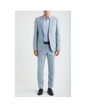 BOSS Huge Slim Fit Light Mélange Suit - Blue