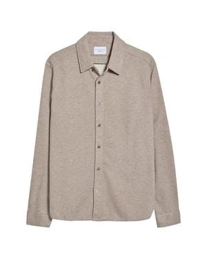 7 Diamonds Generation Pinstripe Double Knit Button-Up Shirt - Natural