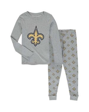 Outerstuff Preschool Heathered New Orleans Saints Long Sleeve T-Shirt & Pants Sleep Set - Gray