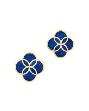Jan Leslie Petal Gemstone With 18K Overlay Sterling Stud Earring - Blue