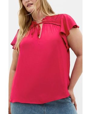 City Chic Drama Queen Woven Shirt - Red