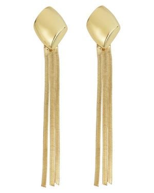 Panacea Diamond Shape Snake Chain Fringe Drop Earrings - White