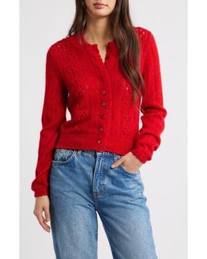 Doen Cosette Pointelle Cardigan - Red