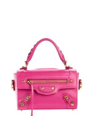 Balenciaga Le City Sleek Box Leather Satchel - Pink