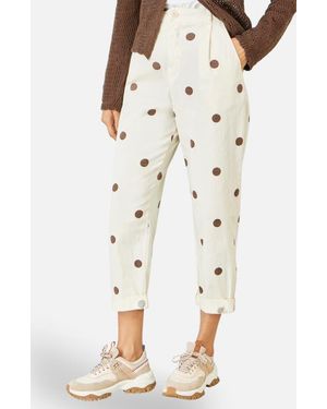 Yumi' Spot Print Cotton Canvas Chinos - Natural