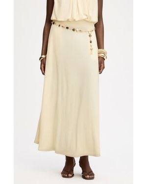 Sam Edelman Gathered A-Line Midi Skirt - Natural