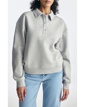 Brooklyn Industries Cotton Blend Polo Sweatshirt - Gray