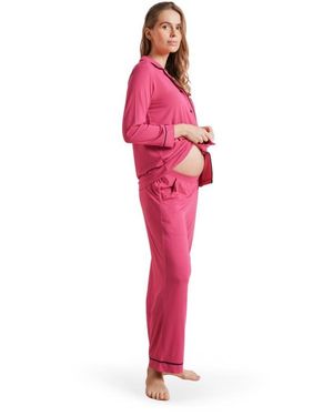 Nom Maternity Heart On My Sleeve Pajama Set - Pink