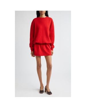 Sandy Liang Kazia Oversize Long Sleeve Sweater Dress - Red