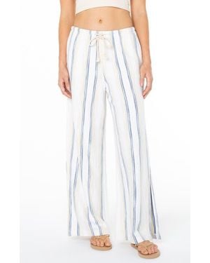 Roxy Beach Breeze Ii Stripe Cotton Blend Drawstring Pants - White