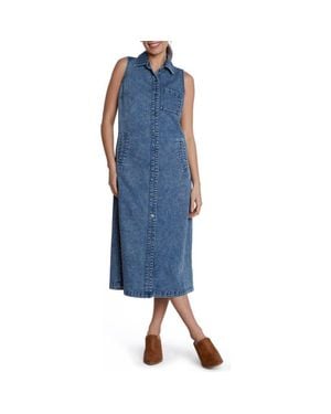 Wash Lab Denim Sleeveless Denim Shirtdress - Blue