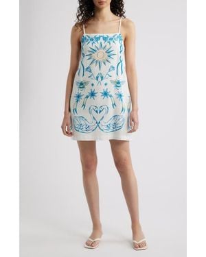 Cleobella Parvana Cotton & Linen Mini Sundress - Blue