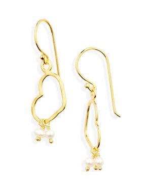 Ki-ele Esther Pearl Heart Drop Earrings - Metallic