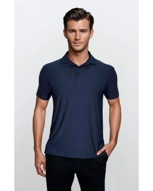 24sevenMen Wrinkle Resistant 3 Button Polo Shirt - Blue