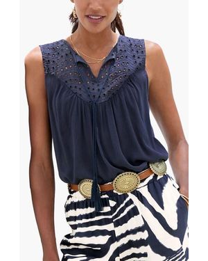 Lascana Sleeveless Eyelet Top - Blue