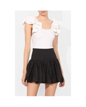 Alice + Olivia Tawny Ruffle Sleeve Bodysuit - White