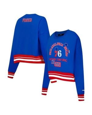 Pro Standard Philadelphia 76Ers Area Code Cropped Pullover Sweatshirt - Blue