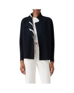 Akris Zebra Stripe Reversible Cashmere Jacket - Black