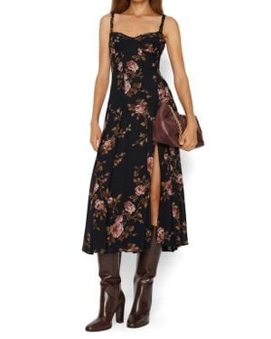 Reformation Katara Floral Georgette Midi Dress - Black