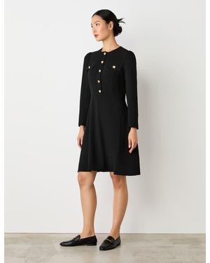 Finery London Evie Long Sleeve Crepe Short Dress - Black