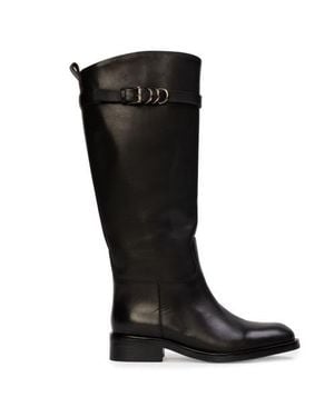 Black Suede Studio Ashley Leather Boot - Black