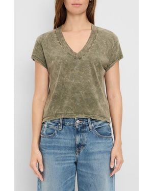 Michael Stars Harlan Cropped V-Neck T-Shirt - Blue