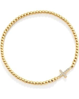 Mint & Lily Beaded Cross Stretch Bracelet - Metallic